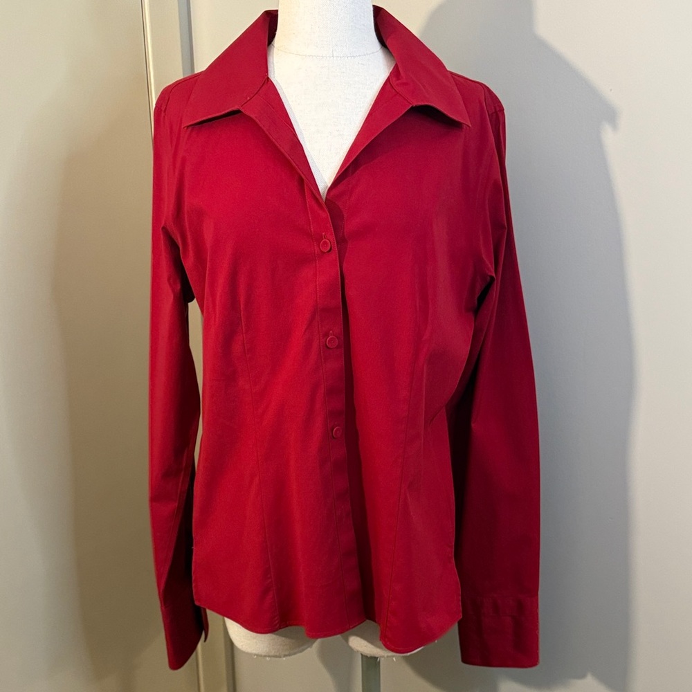 Talbots Classic Red Button-Down Shirt